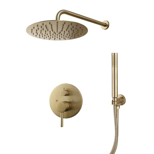 Brush Golden 10 Inch Round Shower Faucet Set