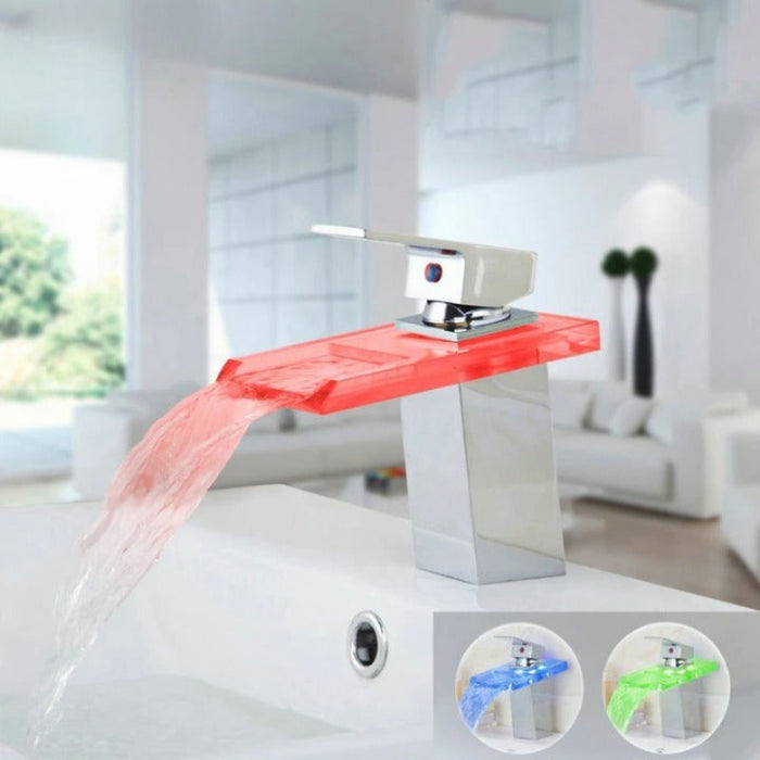 Chrome Water Faucet LED Bathroom Basin Sink Mixer Tap