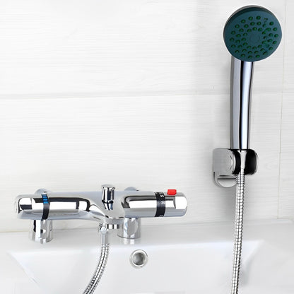 Chrome Brass Deck Mounted Thermostatic Mixer Taps