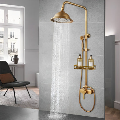 Antique Brass Flexible Retro Vintage Brass Wall Mount Shower Head