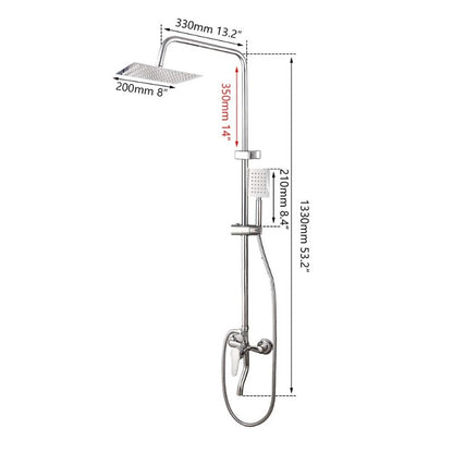 8 Inch Wall Mount Chrome Shower Faucet Set