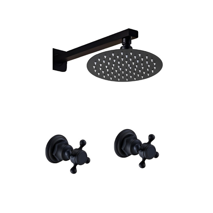 8 Inch Ultra-thin Black Painting Round Wall Mount Shower Set