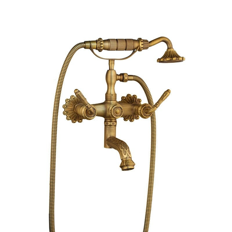 Antique Brass Wall Mounted Shower Set