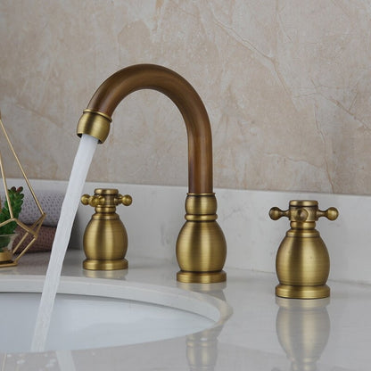 Two Handles Deck Mounted Bathroom Basin Faucet Tap