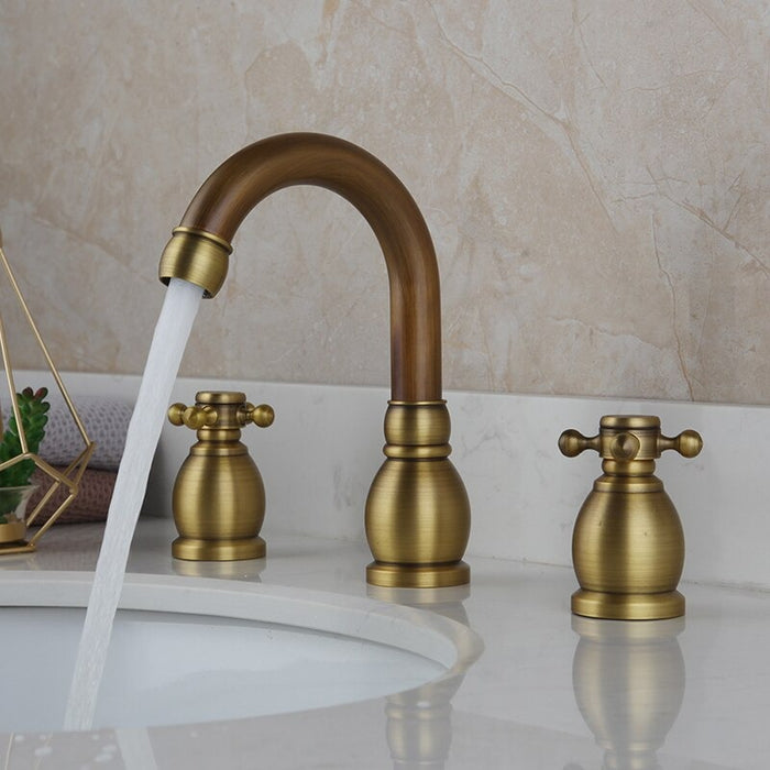 Two Handles Deck Mounted Bathroom Basin Faucet Tap