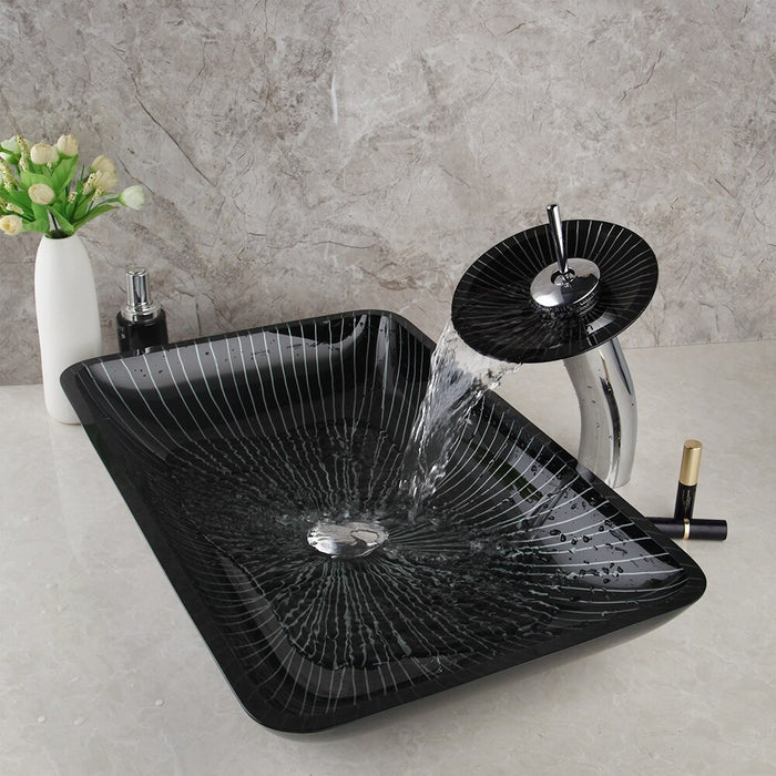 Black Art Design Bathroom Washbasin Bath Set Faucet