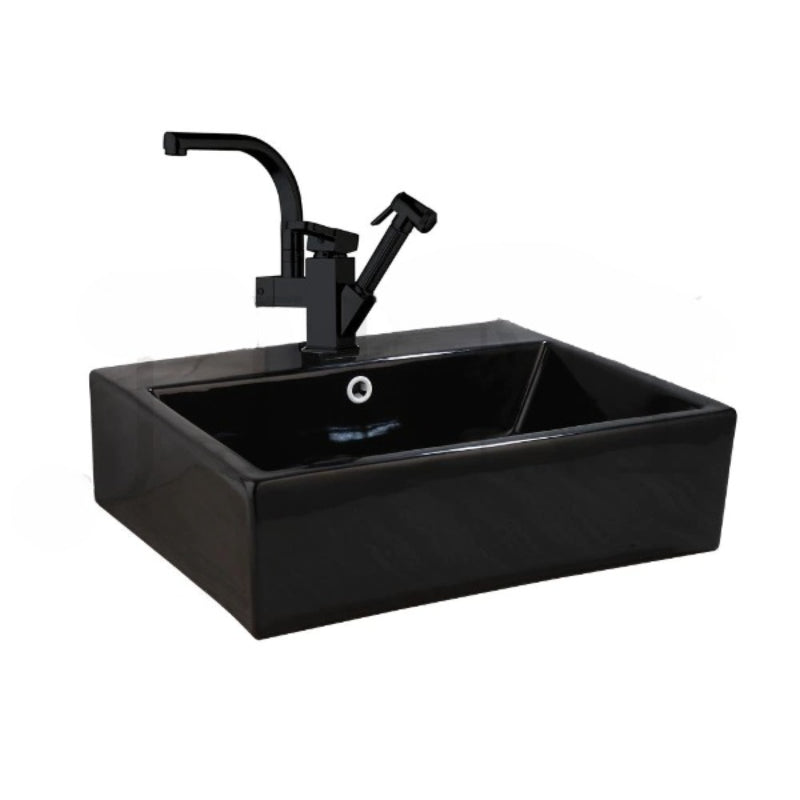 Black Ceramic Wash Basin Sink Set