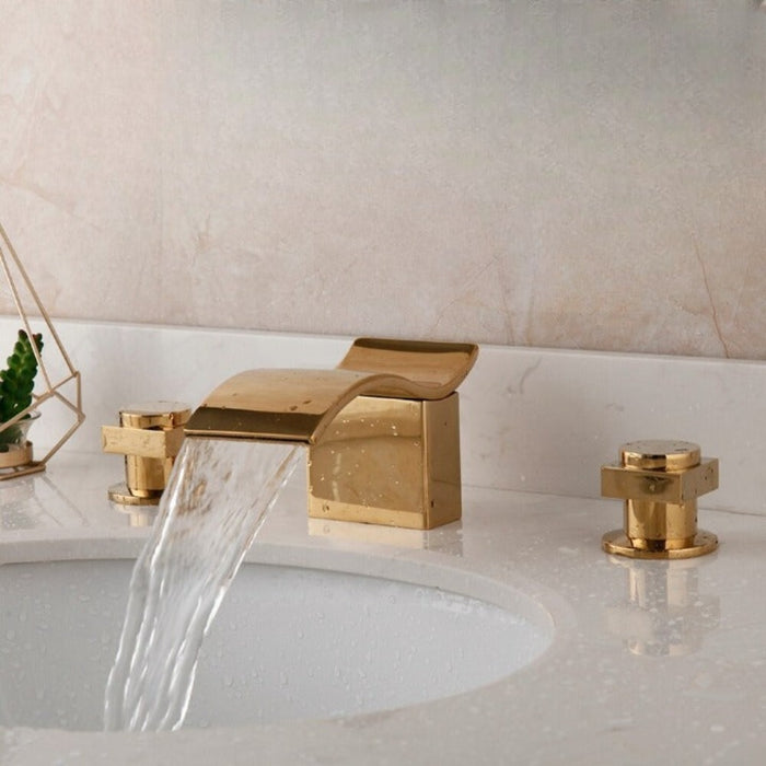 Golden Plated Bathtub Two Handles Mixer Tap Faucet