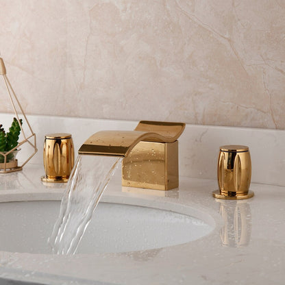 Golden Plated Bathtub Two Handles Mixer Tap Faucet