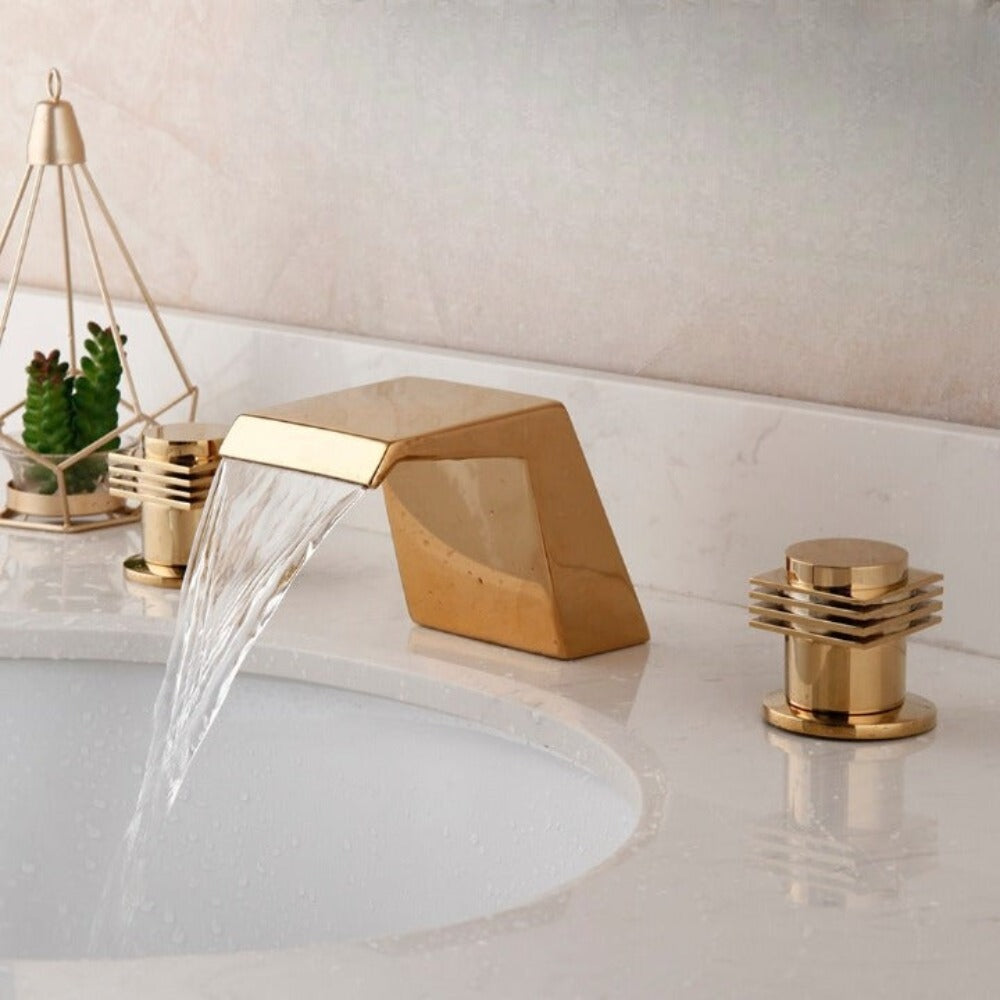 Golden Plated Bathtub Two Handles Mixer Tap Faucet