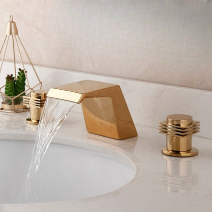 Golden Plated Bathtub Two Handles Mixer Tap Faucet