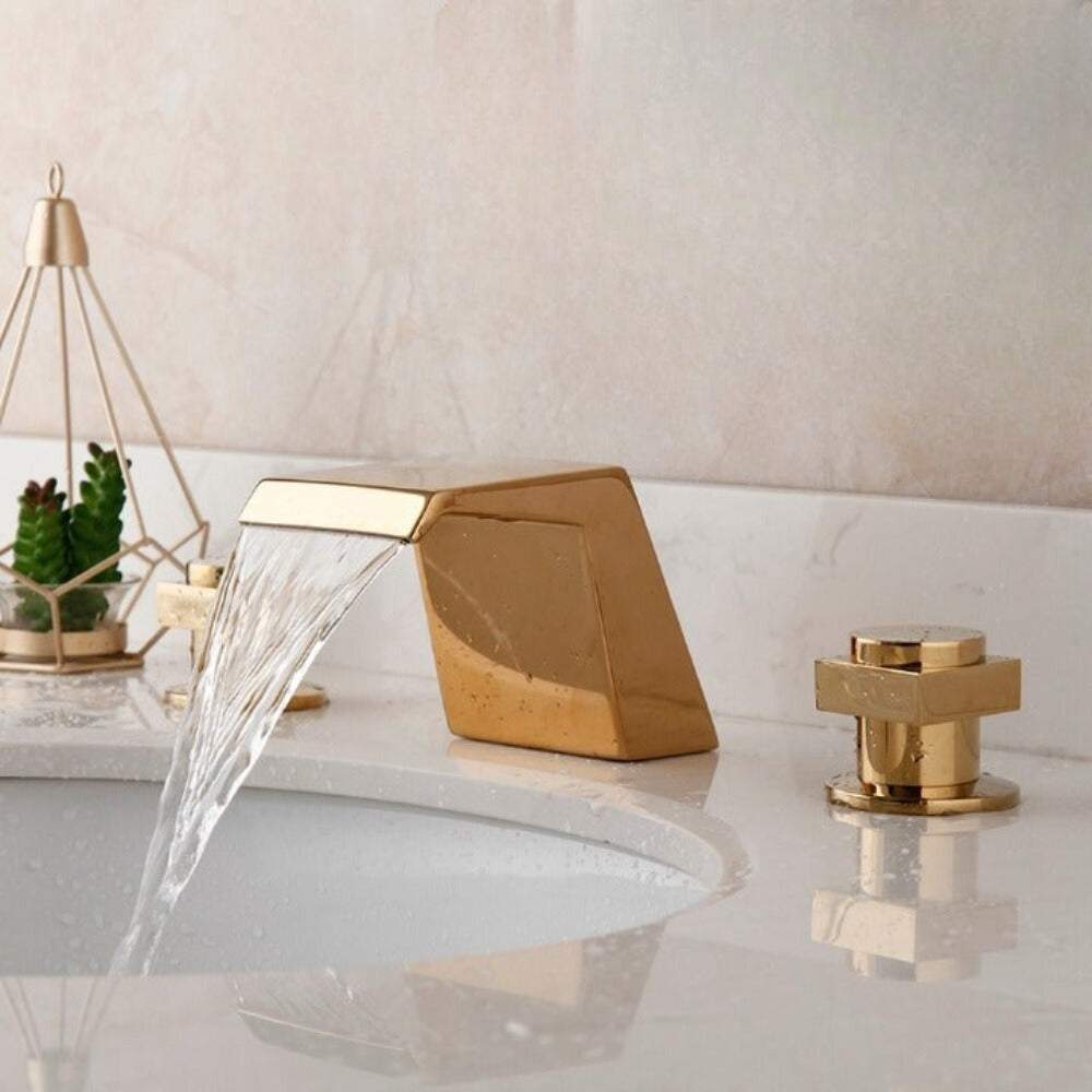 Golden Plated Bathtub Two Handles Mixer Tap Faucet
