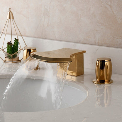 Golden Plated Bathtub Two Handles Mixer Tap Faucet