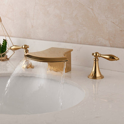 Golden Plated Bathtub Two Handles Mixer Tap Faucet