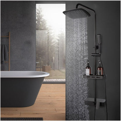 Matte Black Wall Mounted Rainfall Shower Head Faucet Set