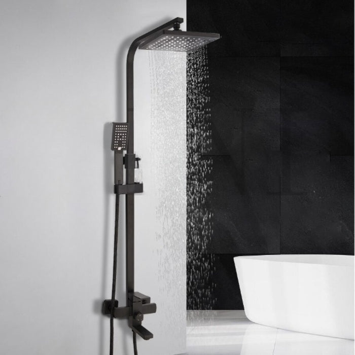 Matte Black Wall Mounted Rainfall Shower Head Faucet Set