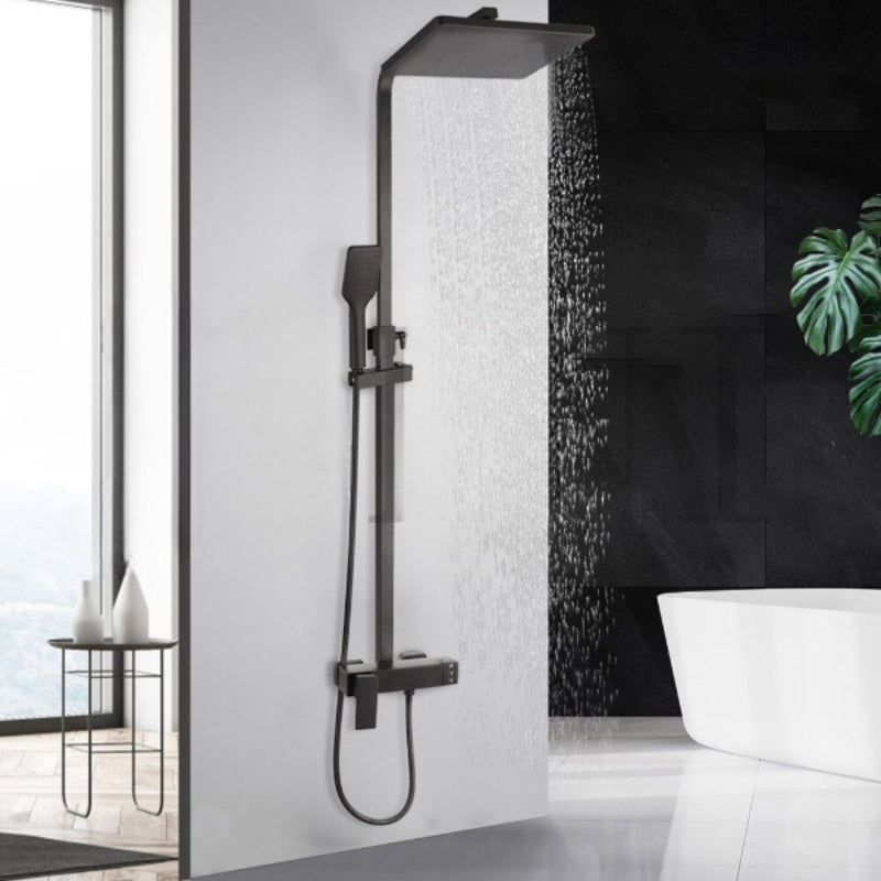 Matte Black Wall Mounted Rainfall Shower Head Faucet Set