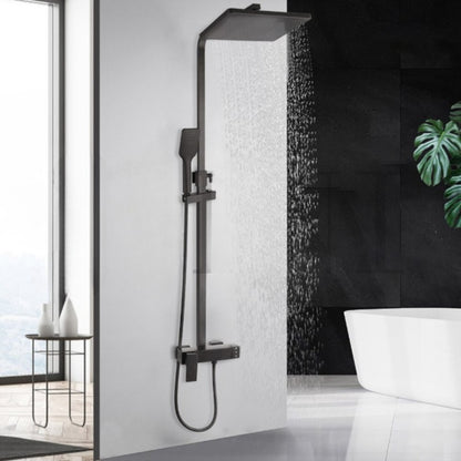 Matte Black Wall Mounted Rainfall Shower Head Faucet Set
