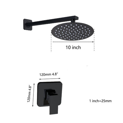 Black Round Wall Mounted Bathroom Rainfall Shower Faucet Sets