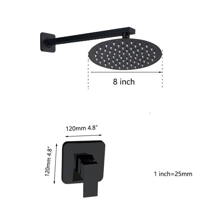 Black Round Wall Mounted Bathroom Rainfall Shower Faucet Sets
