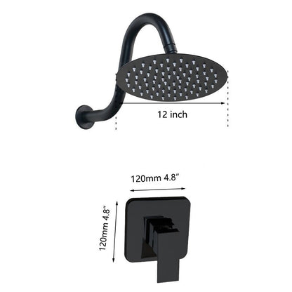 Black Round Wall Mounted Bathroom Rainfall Shower Faucet Sets