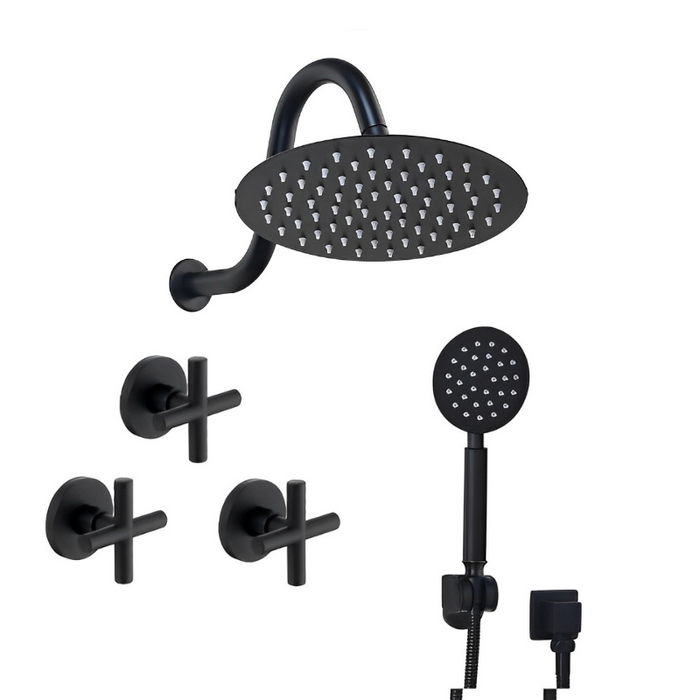 8 Inch Ultra-thin Black Painting Round Wall Mount Shower Set