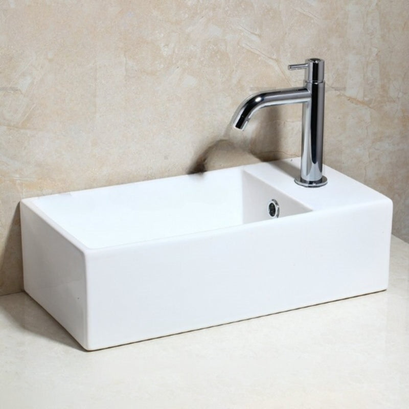 Black & White Ceramic Wash Basin Combine Deck Mounted Brass