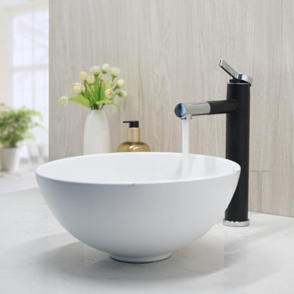 Black & White Ceramic Wash Basin Combine Deck Mounted Brass
