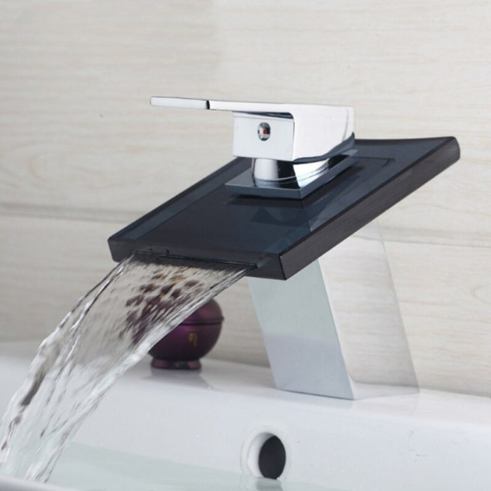 ORB And Chrome Deck Mounted Glass Waterfall Faucet