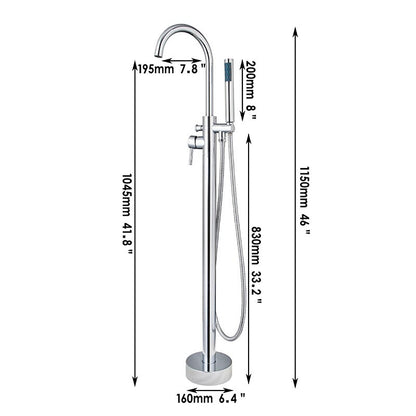 Solid Brass Chrome Nickel Floor Standing Shower Faucet