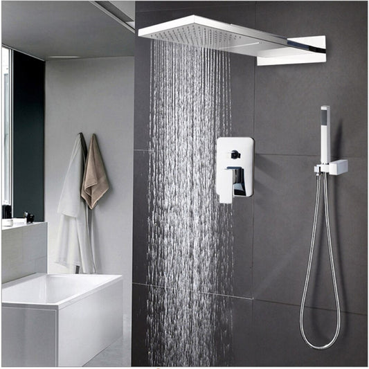 Chrome Polished LED Bathroom Rainfall Shower Faucet Set