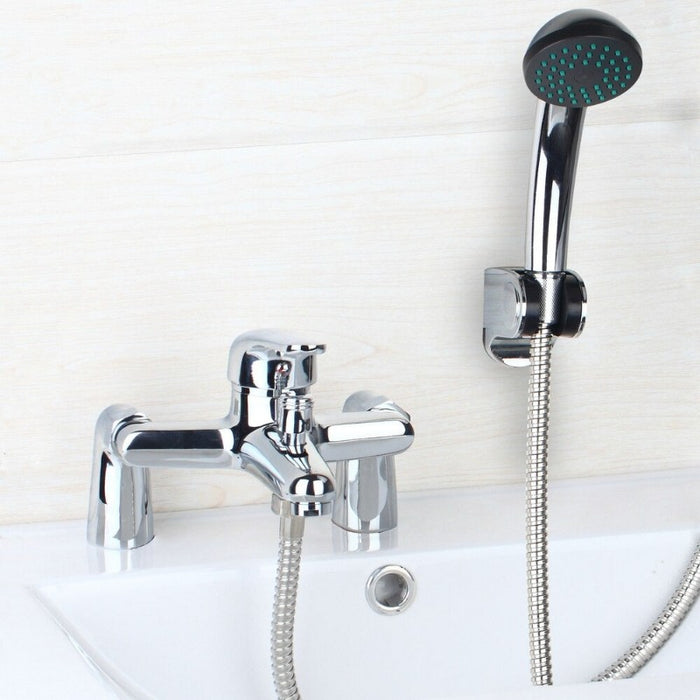 Chrome-Silver Shower Set Deck Mounted Tub Shower Faucet Set