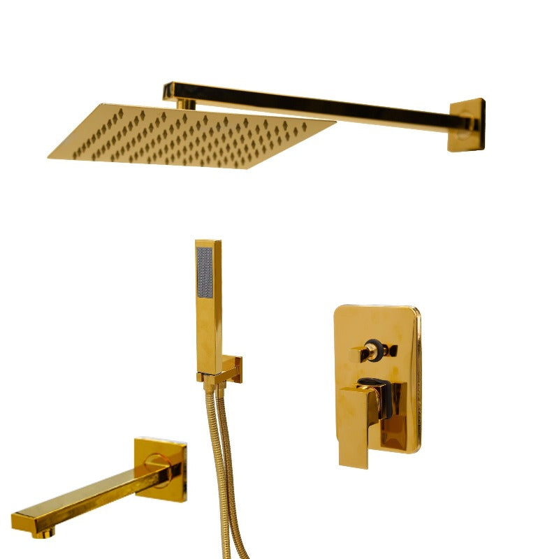 8 Inch Gold Plate Solid Brass Shower Heads Set