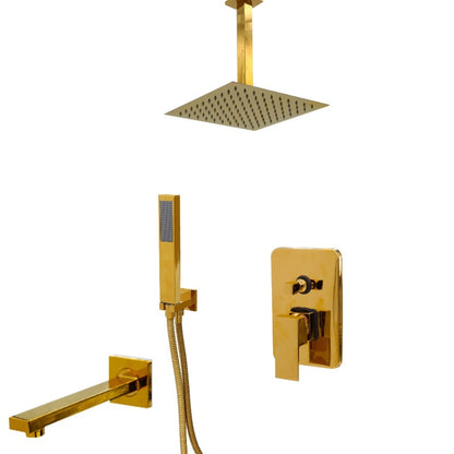 8 Inch Gold Plate Solid Brass Shower Heads Set