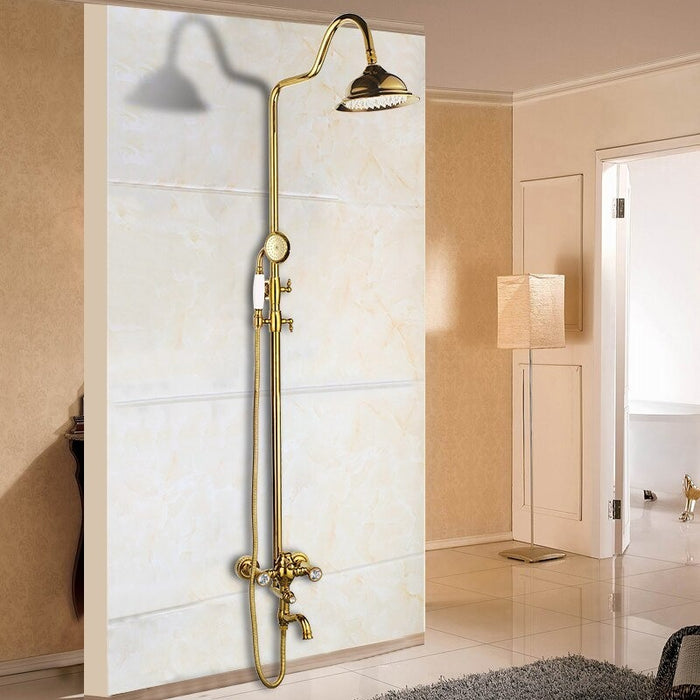 Gold Plated Solid Brass Bathroom Bathtub Shower Set