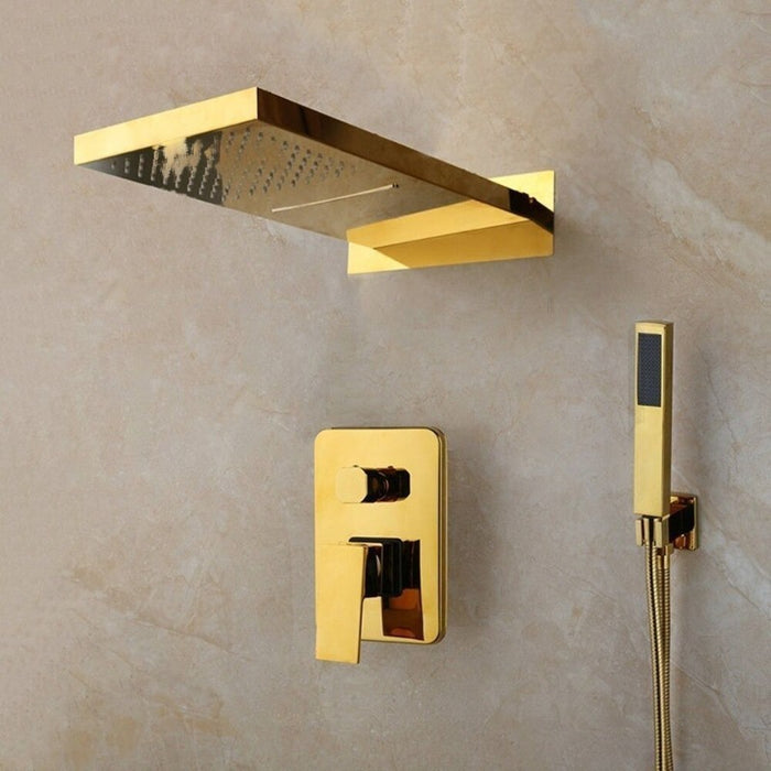 Luxury Waterfall Bathroom Shower Head and Set - Golden Plated | Contemporary Style