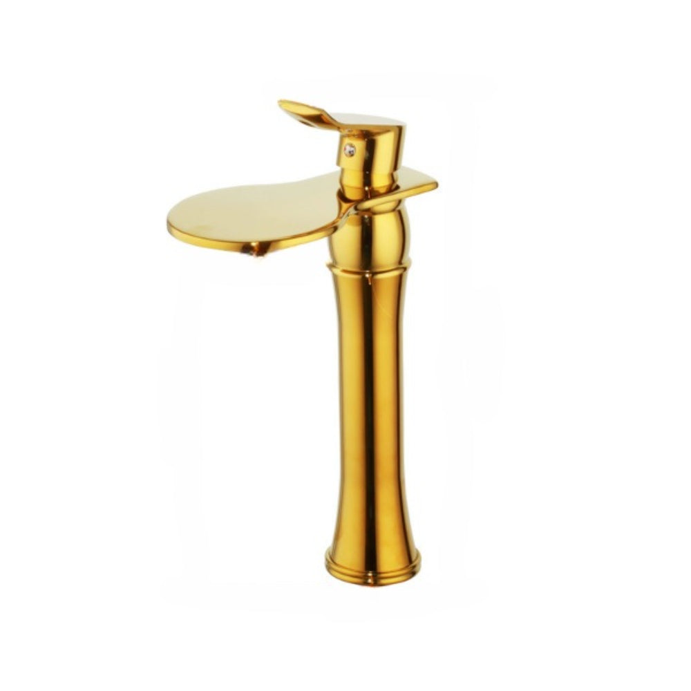 Tall Luxury Golden Deck Mount Waterfall Basin Tap