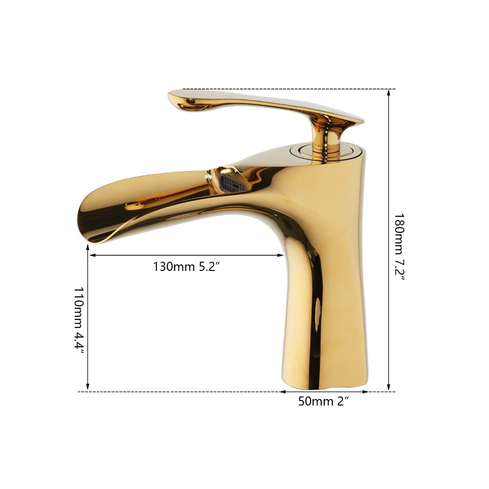 Deck Mounted Golden Polished Bathroom Basin Faucet