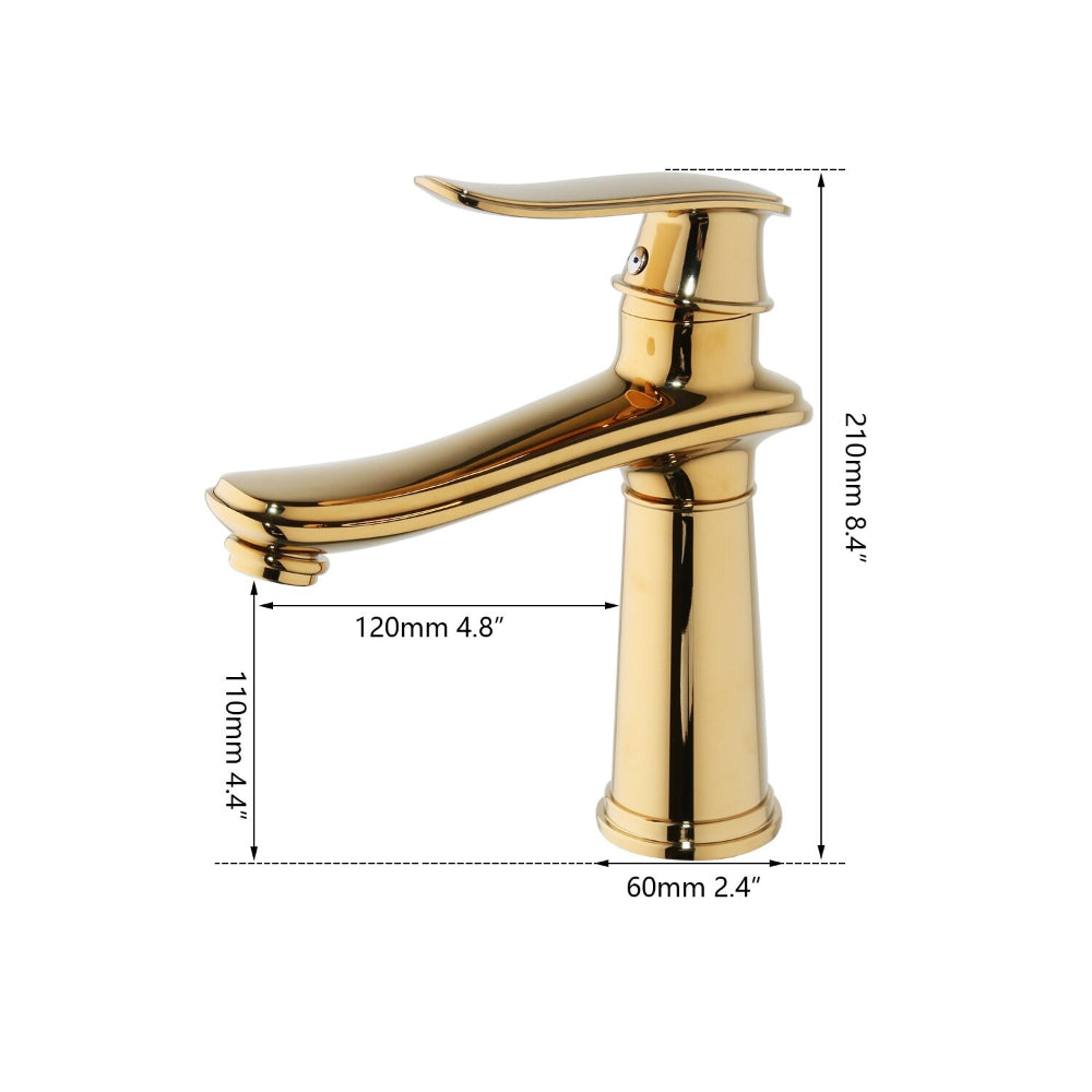 Deck Mounted Golden Polished Bathroom Basin Faucet