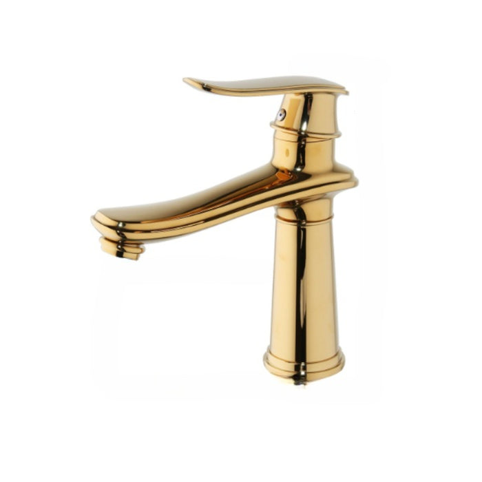 Deck Mounted Golden Polished Bathroom Basin Faucet