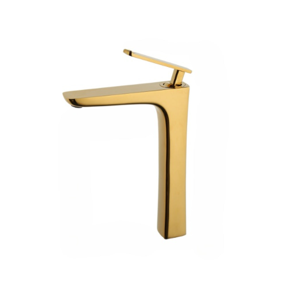 Tall Luxury Golden Deck Mount Waterfall Basin Tap