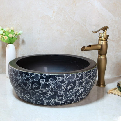 Round Ceramic Basin Sink Faucet Set