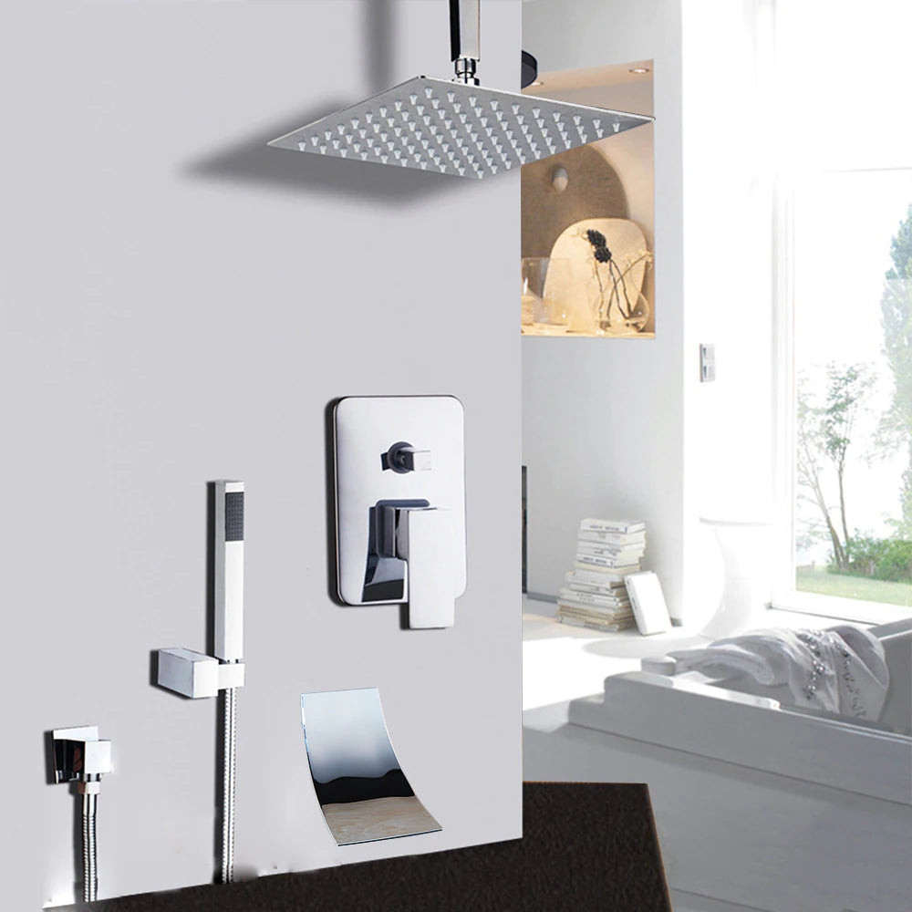 Chrome Polished Wall Mounted Bathroom Shower Set