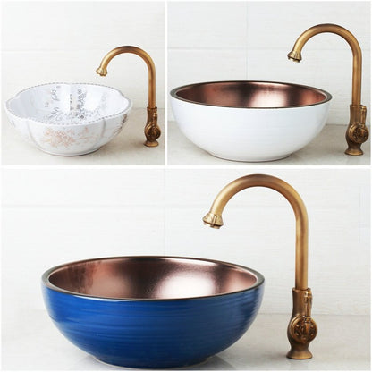 Art Design Ceramic Vessel Bathroom Sink Set