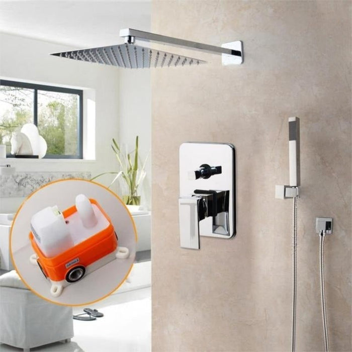 LED Ceiling Chrome Polished Wall Mounted Bathroom Shower Set