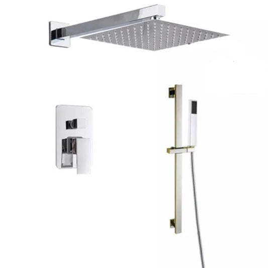 LED Ceiling Chrome Polished Wall Mounted Bathroom Shower Set