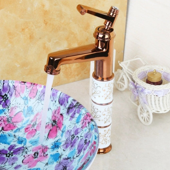 Rose-Golden Single Handle Bathroom Basin Faucet Tap