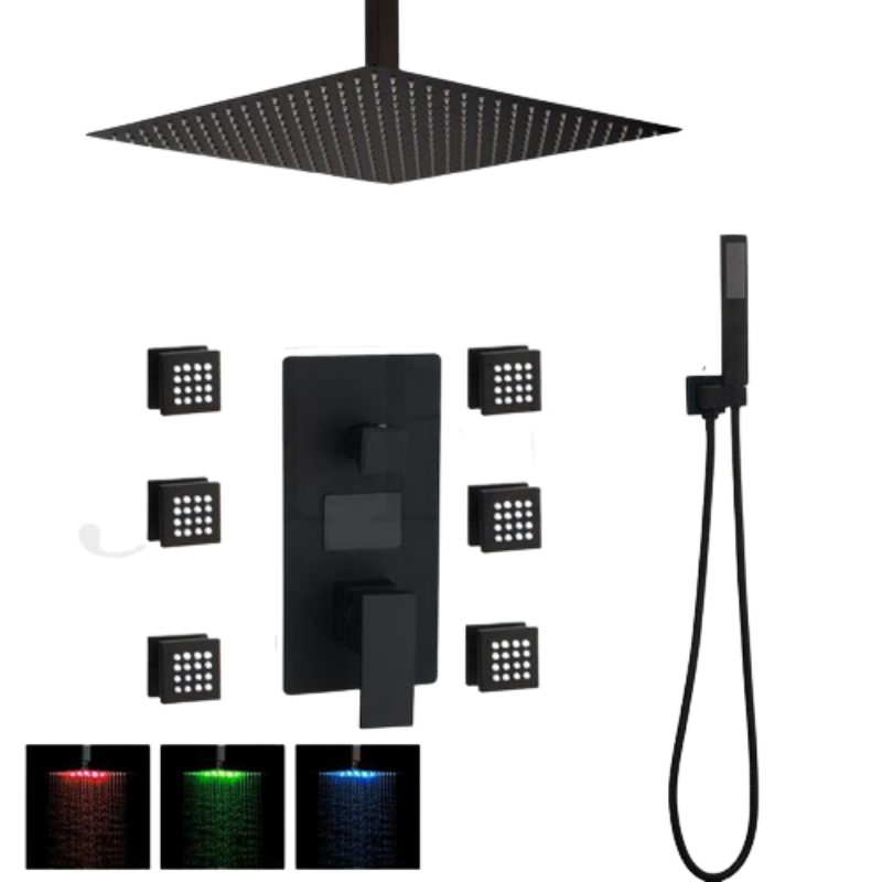 Matte Black Bath Shower Faucet Set