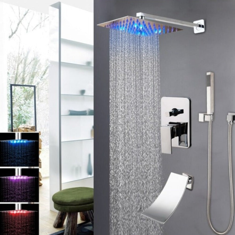 Chrome Polished Wall Mounted Bathroom Shower Set