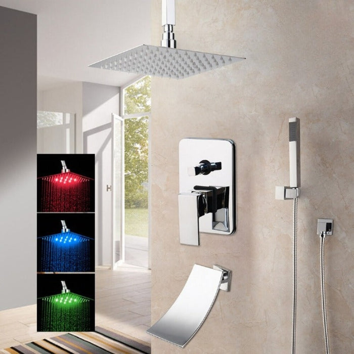 Chrome Polished Wall Mounted Bathroom Shower Set